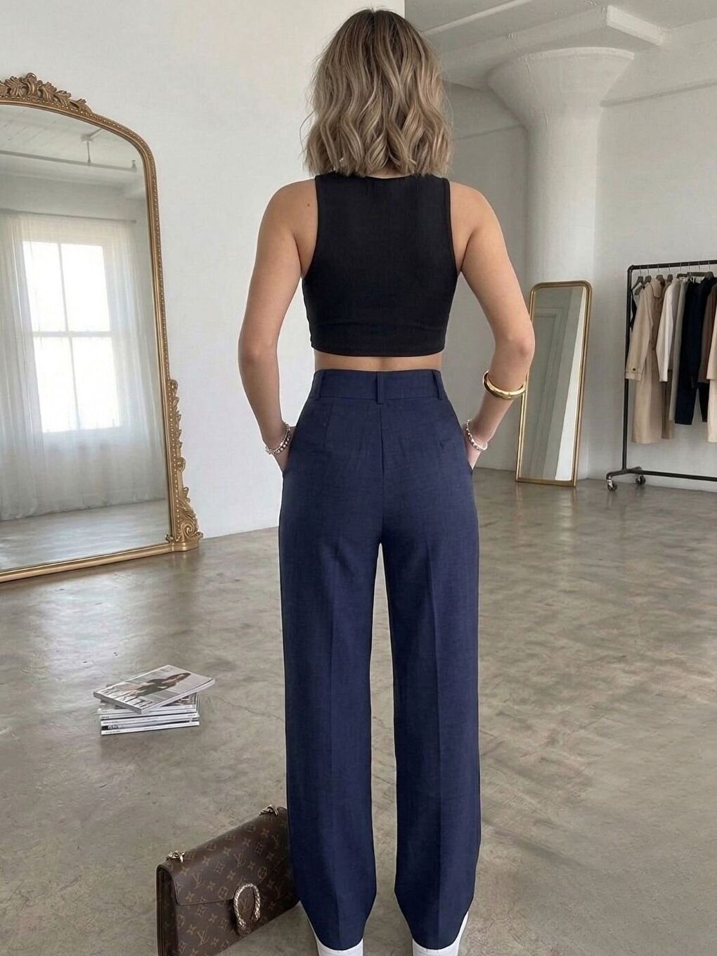 Lacivert Kadın Laci Modal Premium Kumaş Cırt Kapama Pantolon-2