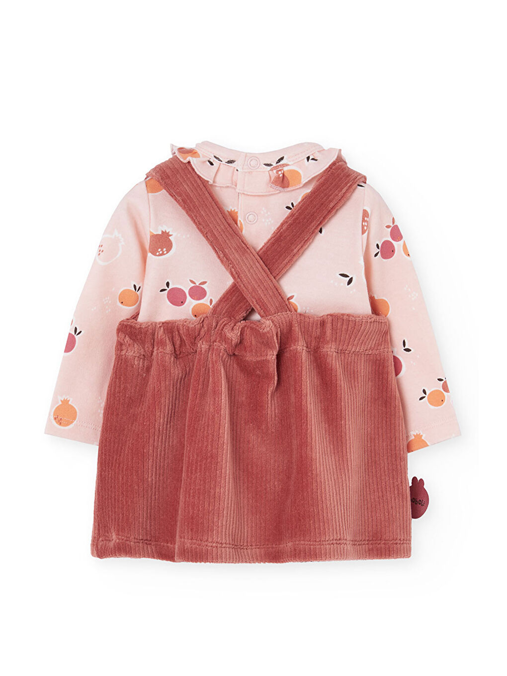 Pembe Kız Bebek Tavşan Nakışlı Elbise Set-2