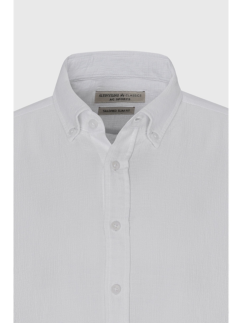 Erkek Beyaz Slim Fit Dar Kesim %100 Pamuk Düğmeli Yaka Gömlek-6