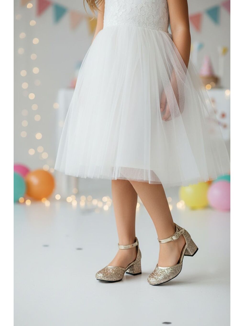 Sarı Kız Çocuk Altın Abiye Ayakkabı