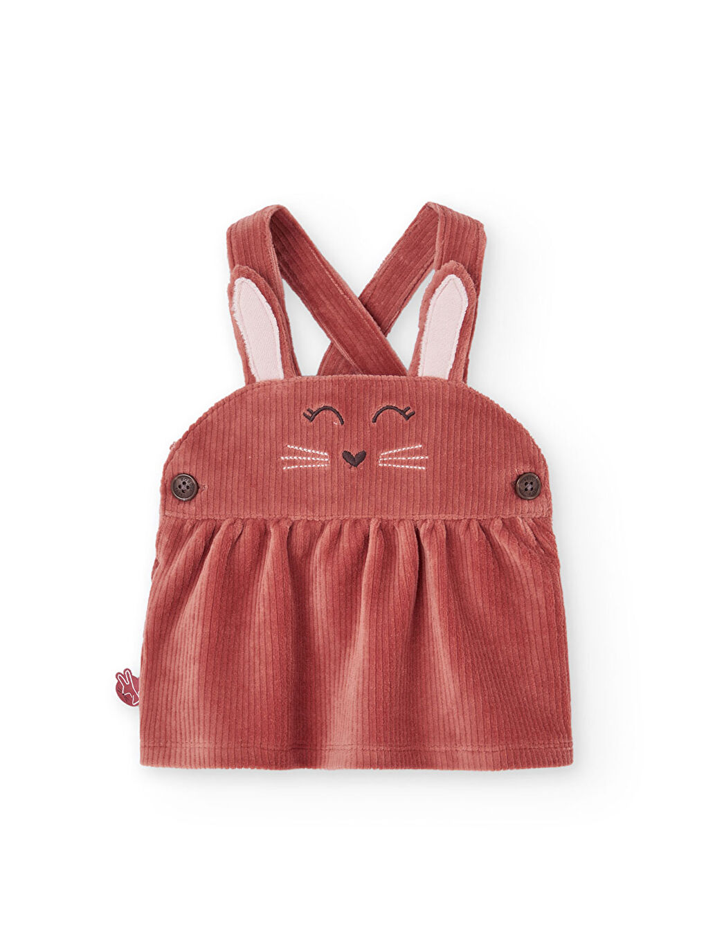 Pembe Kız Bebek Tavşan Nakışlı Elbise Set-4