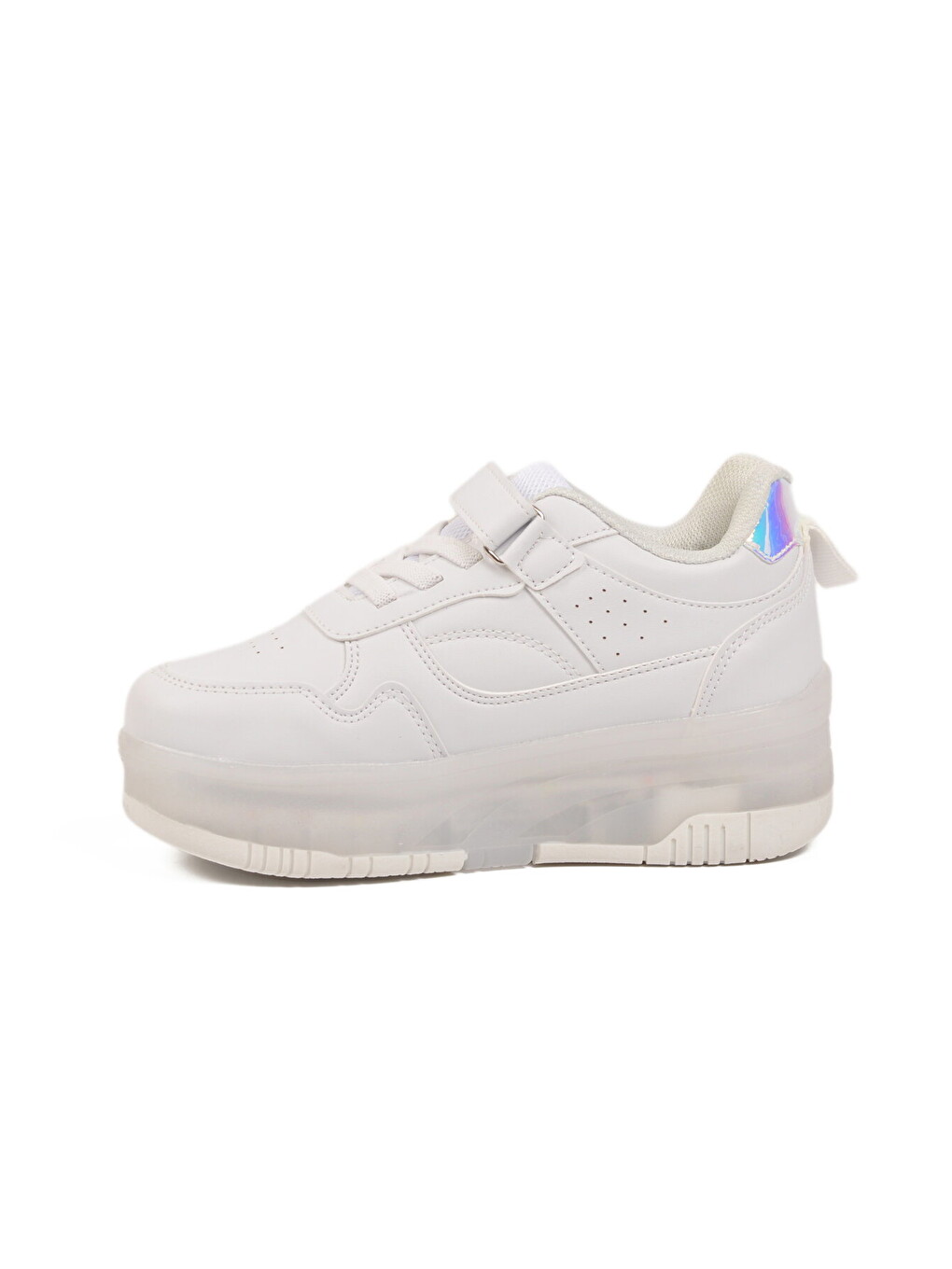 Beyaz Cırtlı Ortopedik Işıklı Unisex Çocuk Patenli Spor Ayakkabı Glow F-3