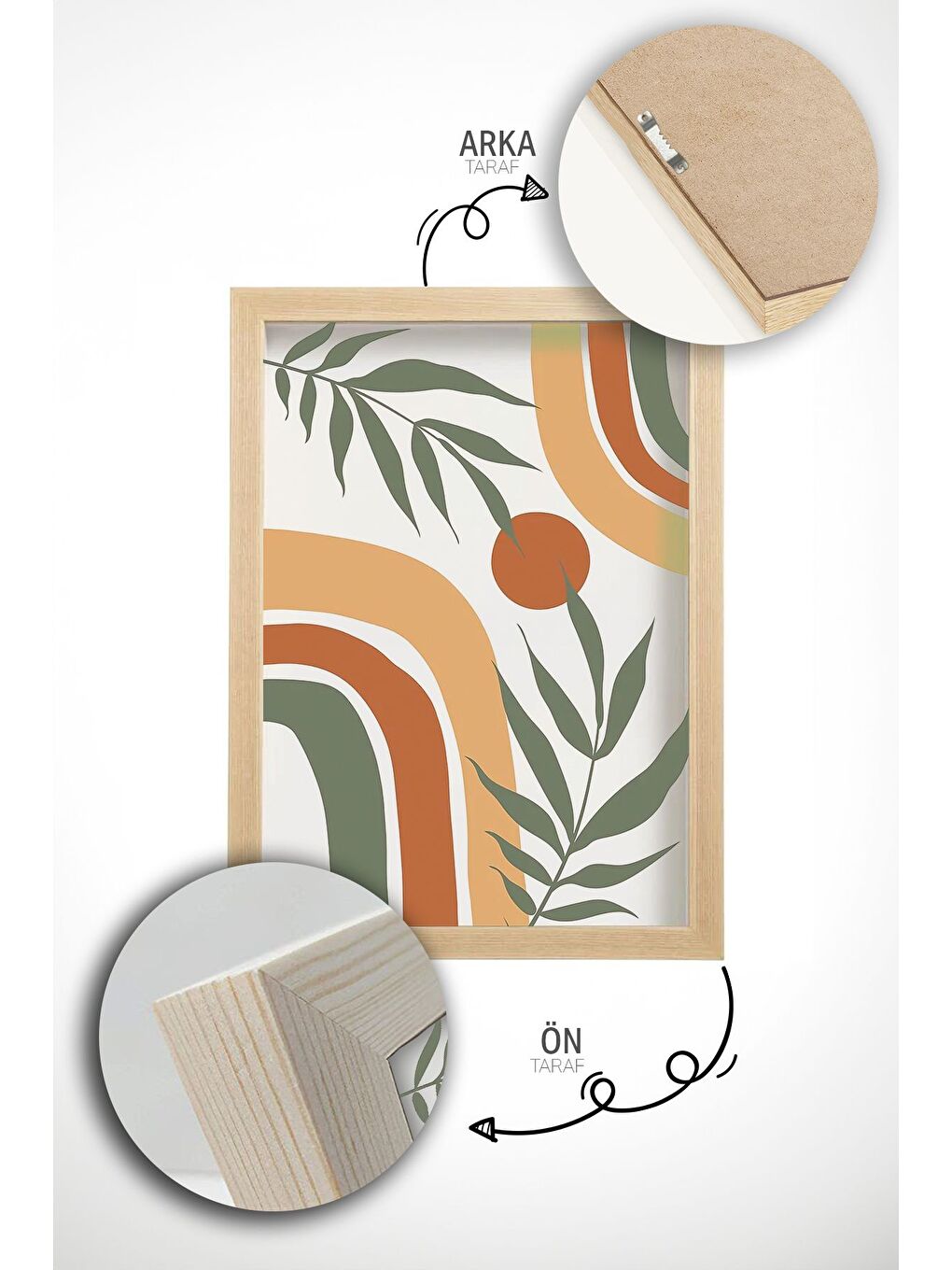 Beyaz Gerçek Ahşap Çerçeveli 3 Parça 3D Poster Tablo Seti 33x48 cm - ERSY3SET23-4