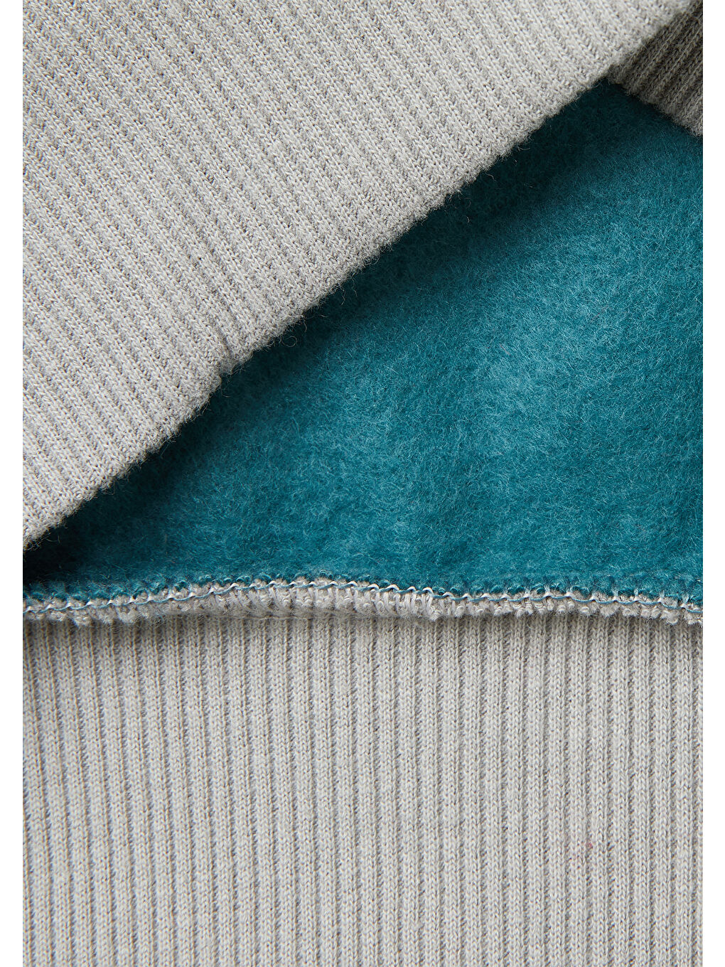 Erkek Çocuk Koyu Yeşil-Gri Önü Logo Baskılı Nervürlü Şardonlu Sweatshirt-2