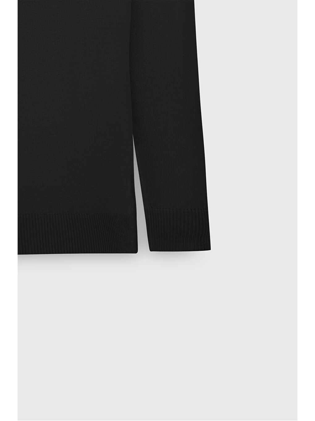 Erkek Siyah %100 Pamuk Standart Fit Yarım Balıkçı Yaka Baskılı Triko Kazak-7