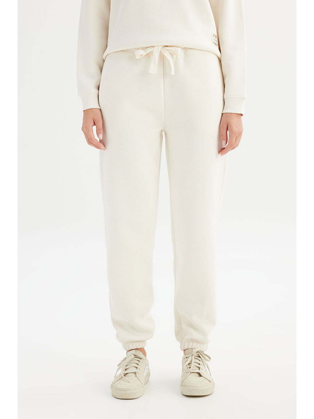 Ekru Pamuklu Regular Fit Normal Kesim Cepli Jogger Sweatpant-1