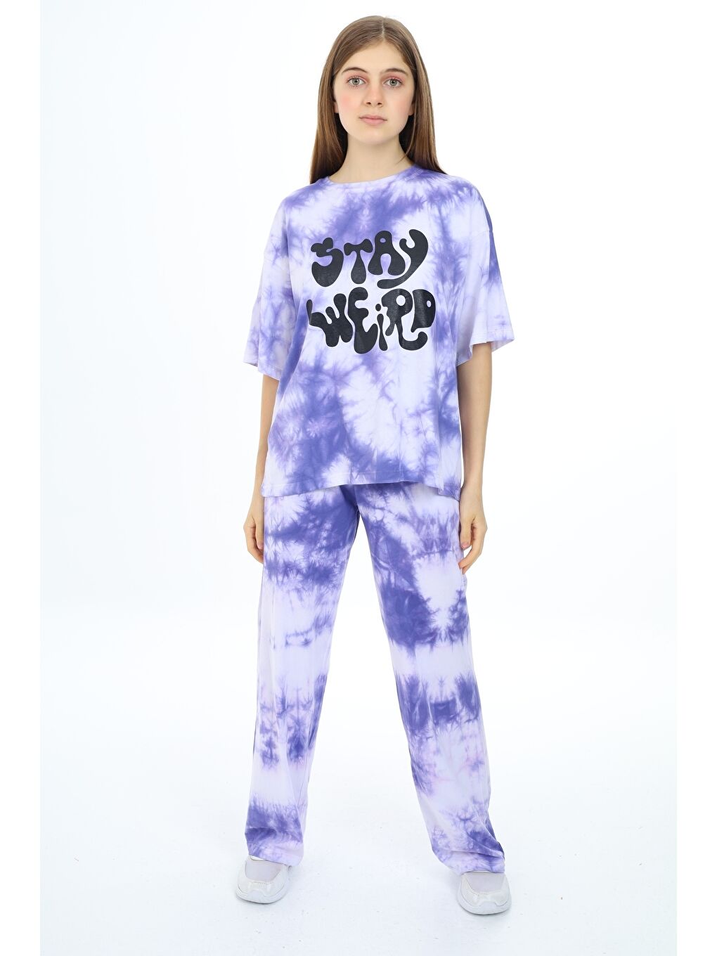 Lila Kız Çocuk Batik Baskılı Alt-Üst Takım 12152-2