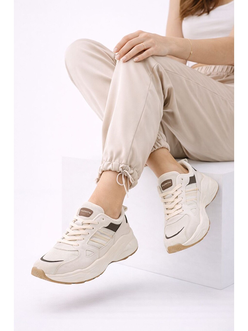 Kahverengi Unısex Kalın Tabanlı Bağcıklı Rahat Sneaker Spor Ayakkabı –nefes Alabilen Yapı, Trend Model-2