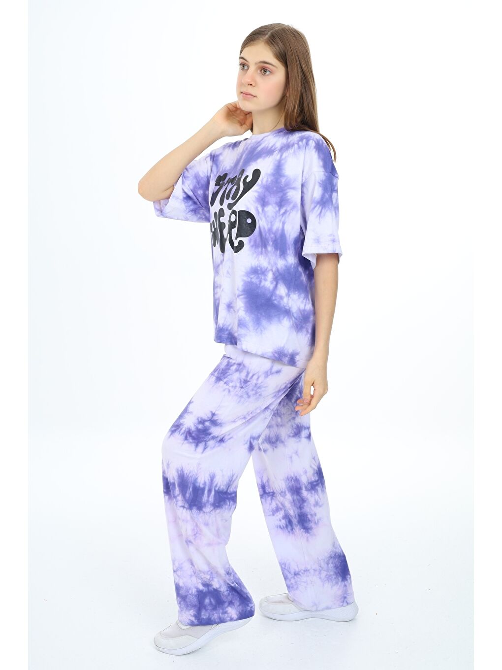 Lila Kız Çocuk Batik Baskılı Alt-Üst Takım 12152-3