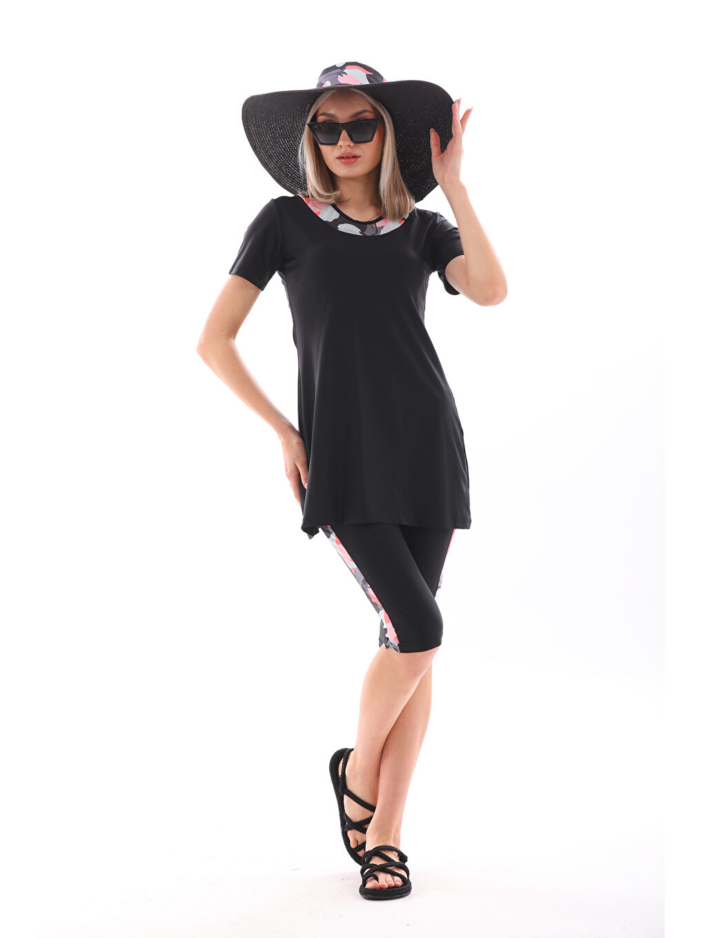 Elastanlı Yarı Kapalı Mayo 2416 Amber Pembe