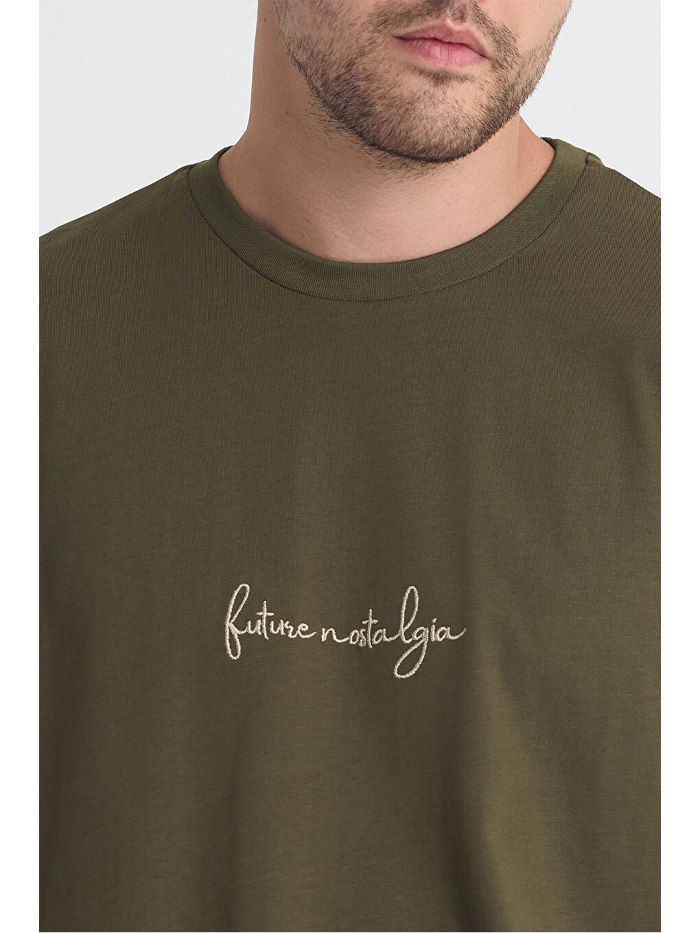 Erkek Relaxed 004 Oversize Haki T-Shirt-1