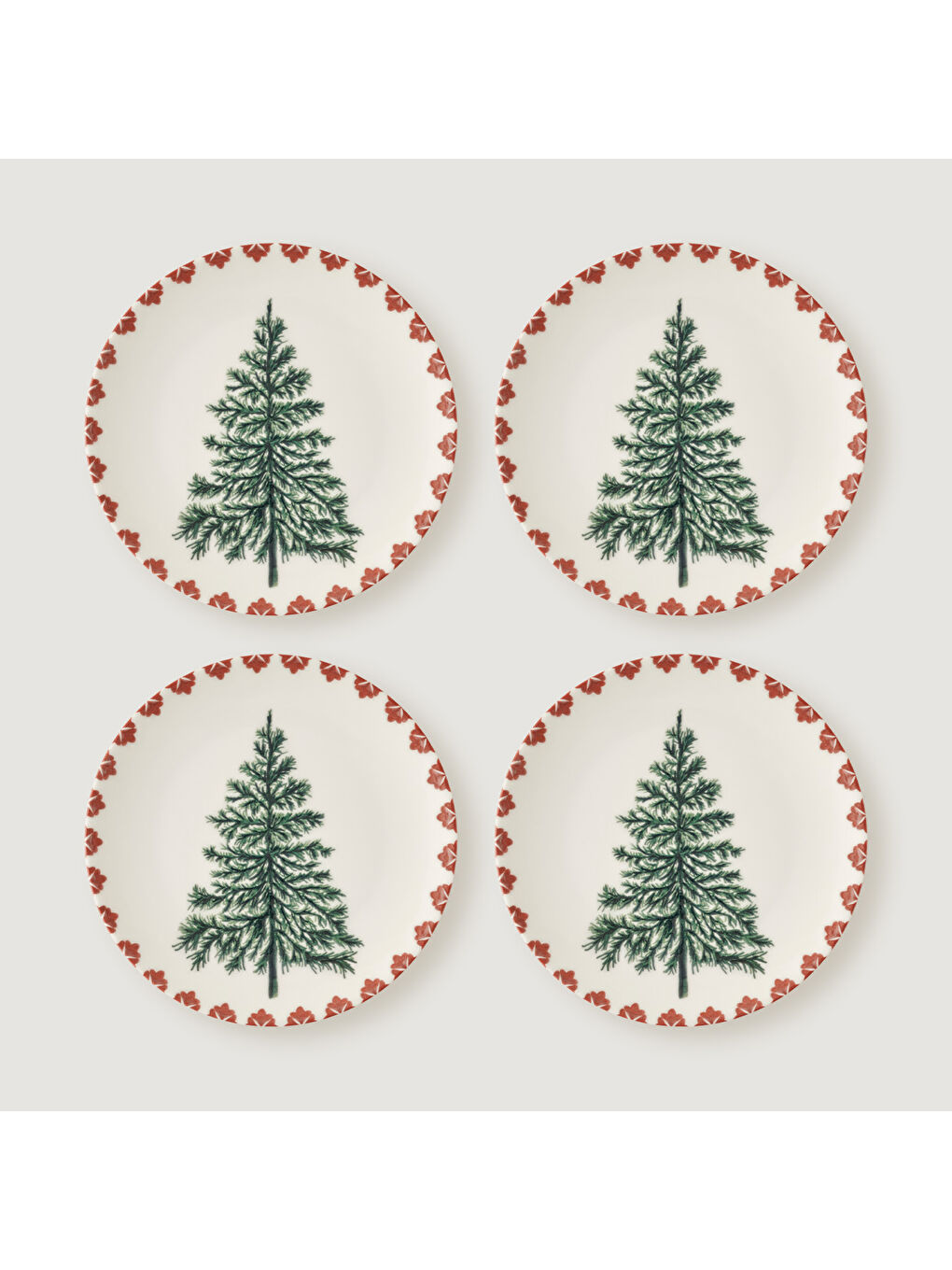 Karışık New Year 4'lü Pasta Tabağı Seti (19 cm)