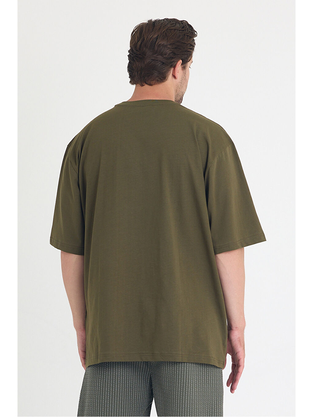 Erkek Relaxed 004 Oversize Haki T-Shirt-4