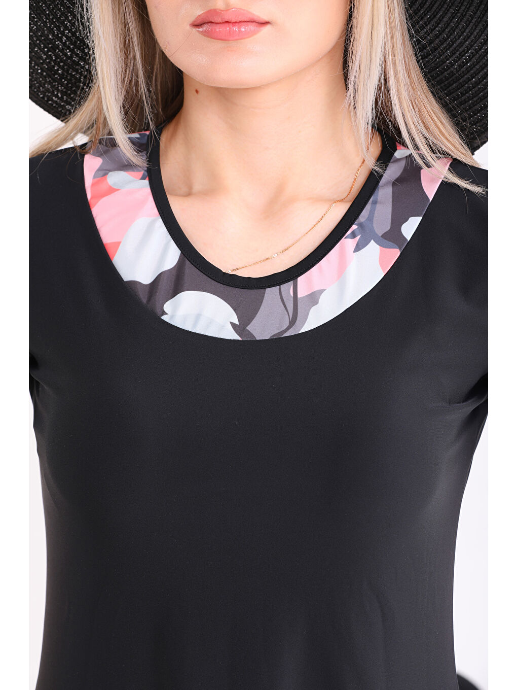 Elastanlı Yarı Kapalı Mayo 2416 Amber Pembe-1