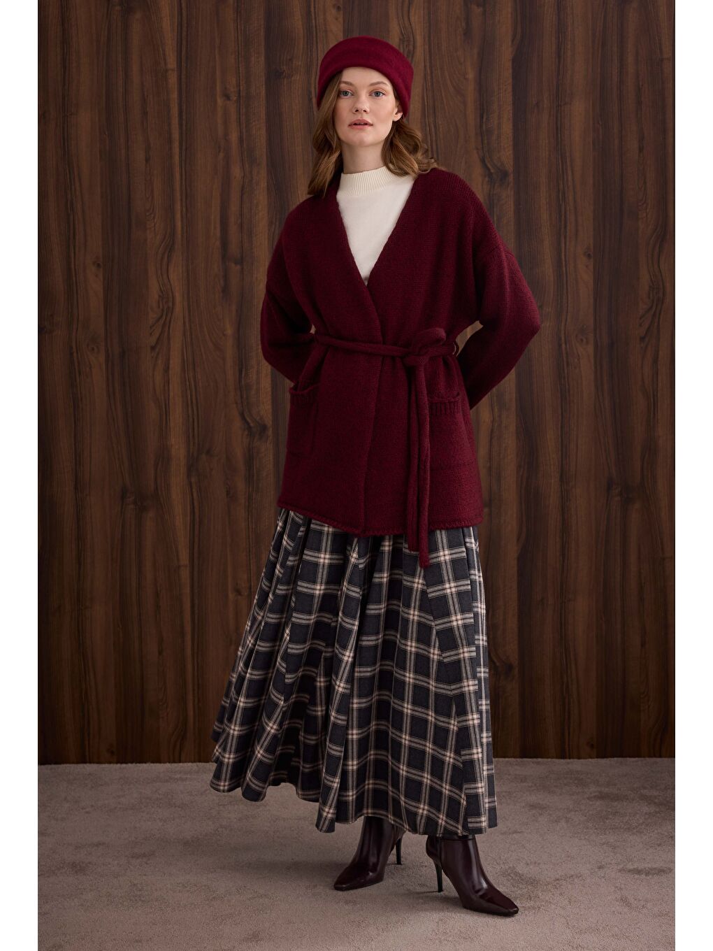 Alpaka Hırka Bordo-1