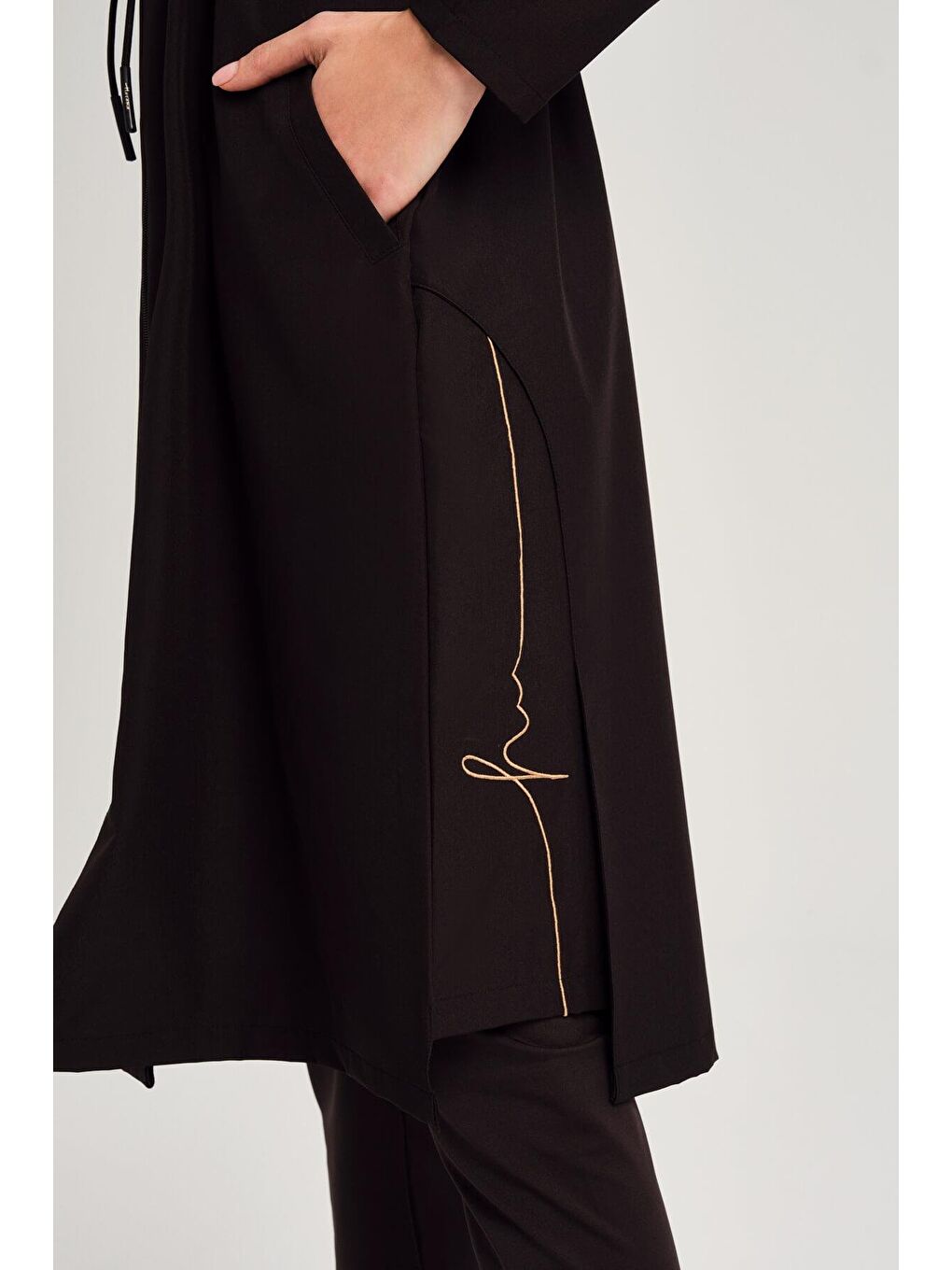 Esa Kordon Detaylı Siyah Tam Tesettür Mayo Üstü 2991-5