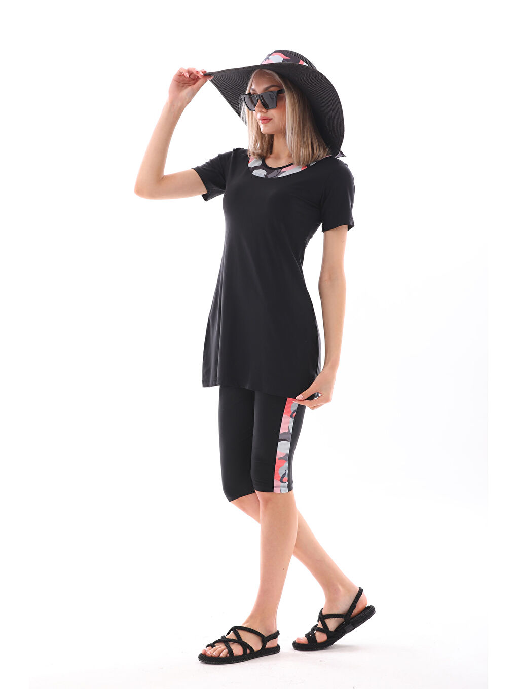 Elastanlı Yarı Kapalı Mayo 2416 Amber Pembe-2