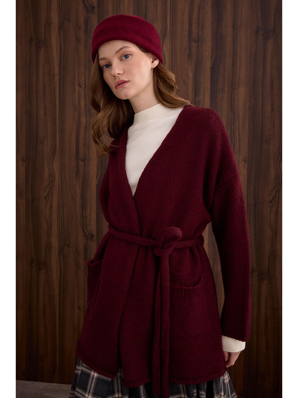 Alpaka Hırka Bordo-2