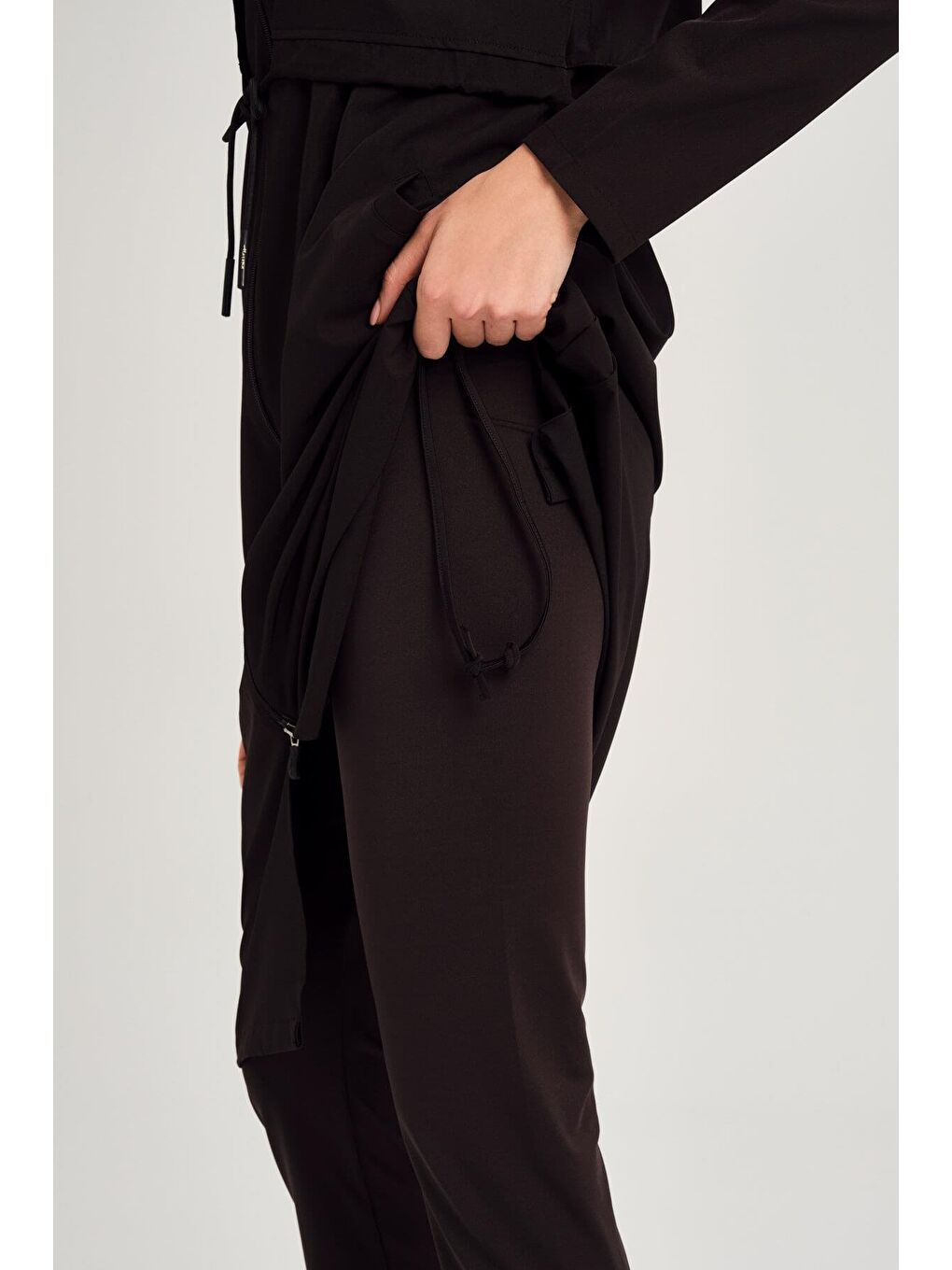 Esa Kordon Detaylı Siyah Tam Tesettür Mayo Üstü 2991-6