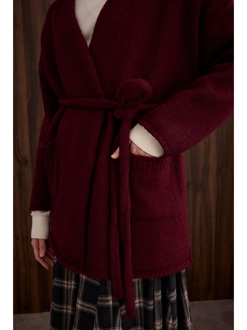 Alpaka Hırka Bordo-3