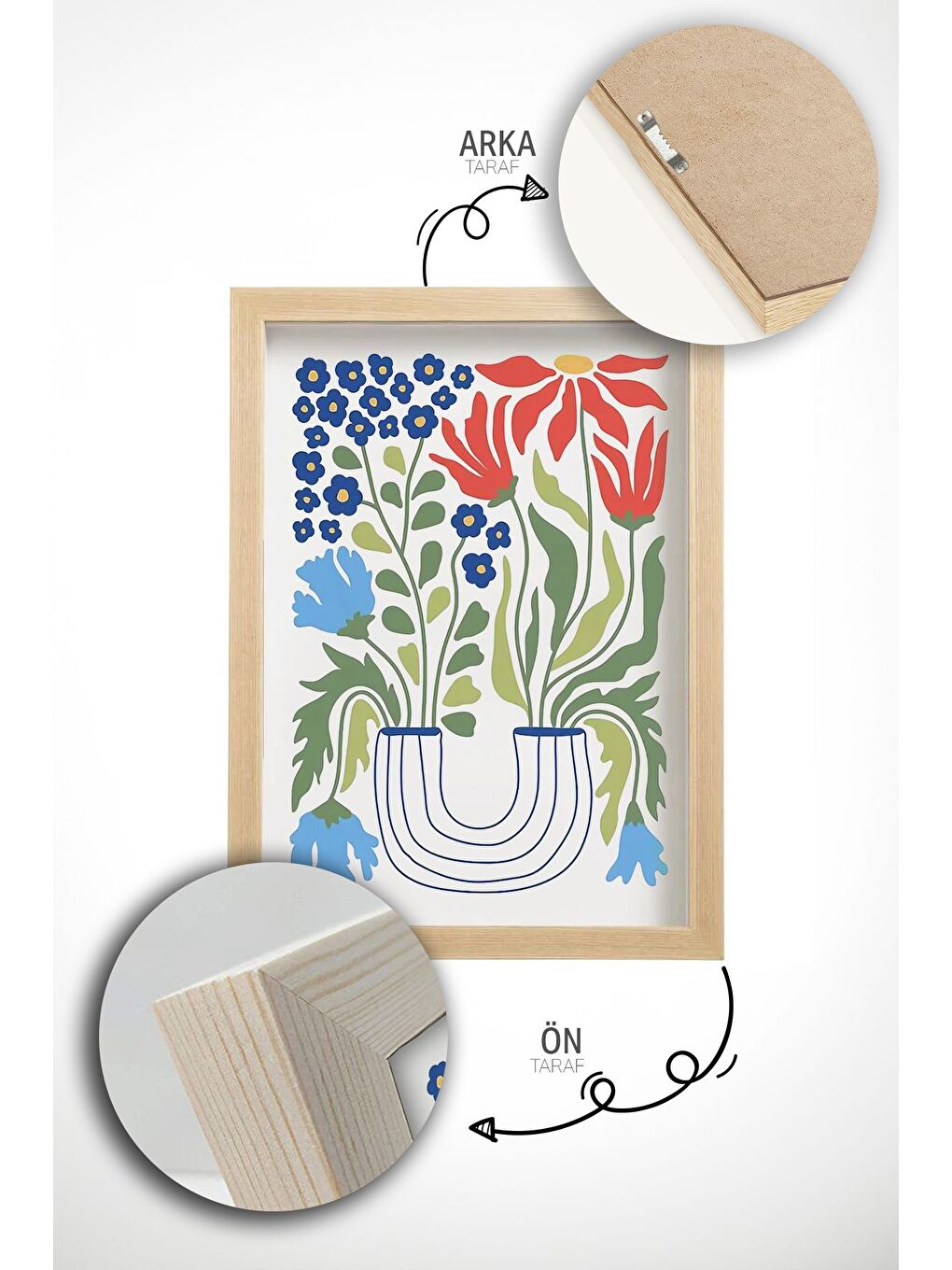 Beyaz Gerçek Ahşap Çerçeveli 3 Parça 3D Poster Tablo Seti 33x48 cm - ERSY3SET15-4