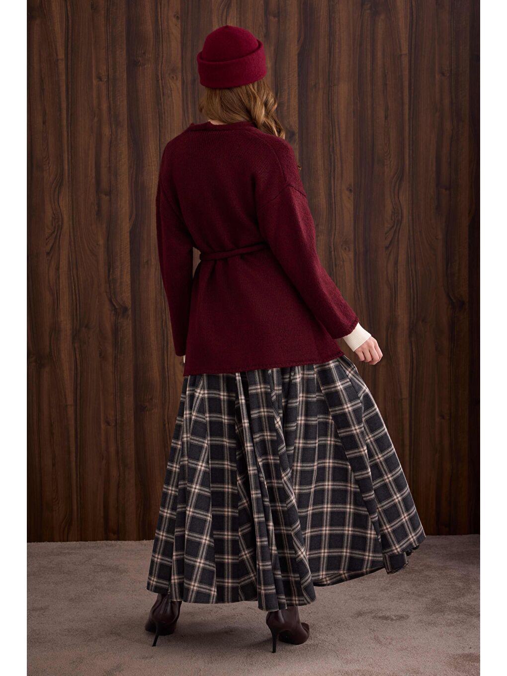 Alpaka Hırka Bordo-4