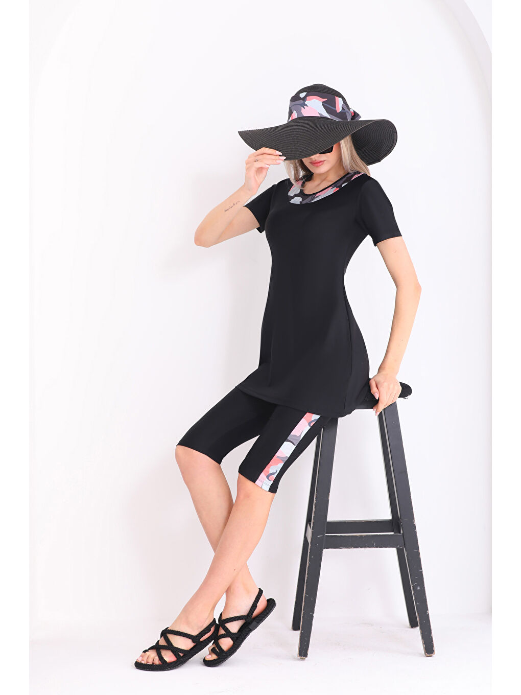 Elastanlı Yarı Kapalı Mayo 2416 Amber Pembe-3