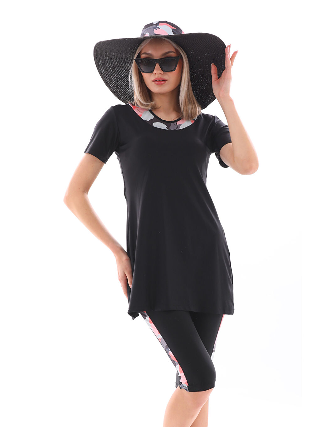 Elastanlı Yarı Kapalı Mayo 2416 Amber Pembe-4