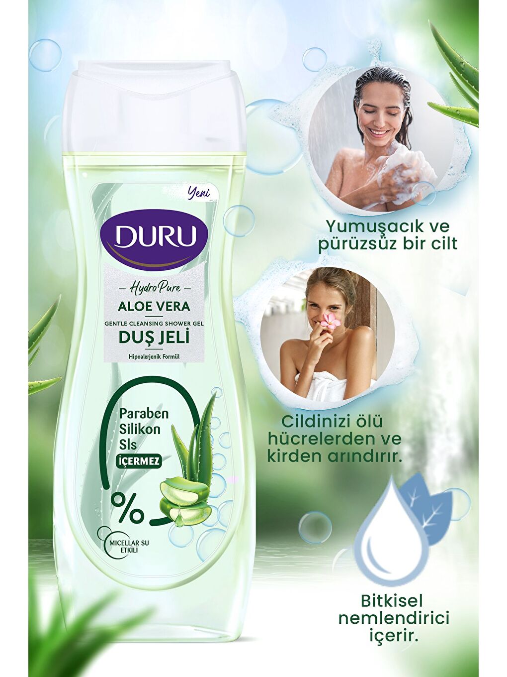 Duru Beyaz Hydro Pure Aloevera Duş Jeli 3x450ml - 2