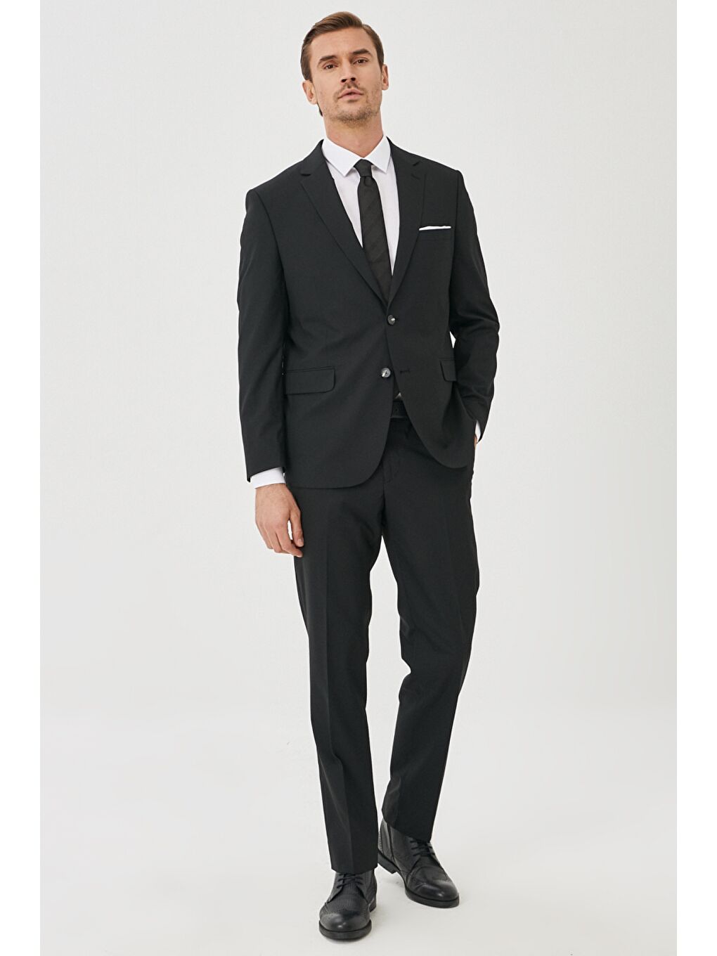 Erkek Siyah Regular Fit 4 Drop Takım Elbise-4