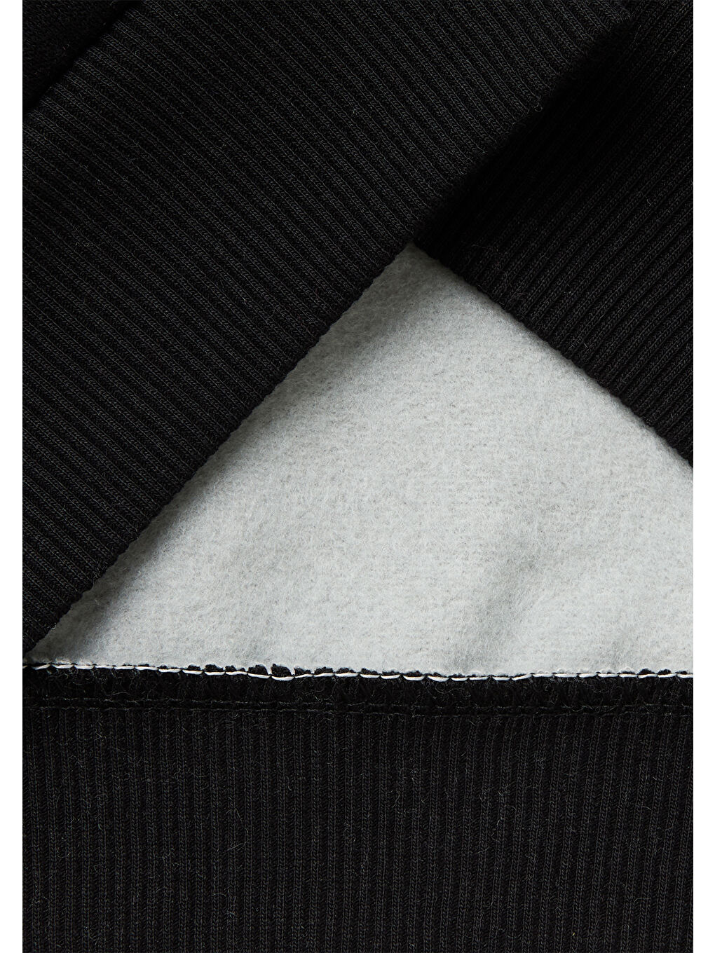 Erkek Çocuk Gri-Krem Önü Logo Baskılı Cepli Nervürlü Kapüşonlu Sweatshirt-2