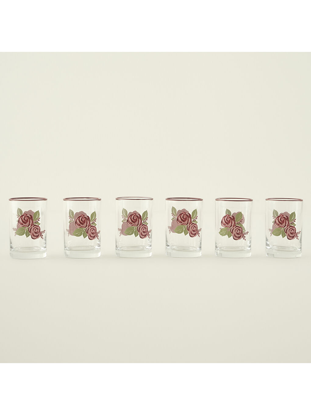 Karışık Rose 6'lı Kahve Yanı Su Bardağı (100 cc)