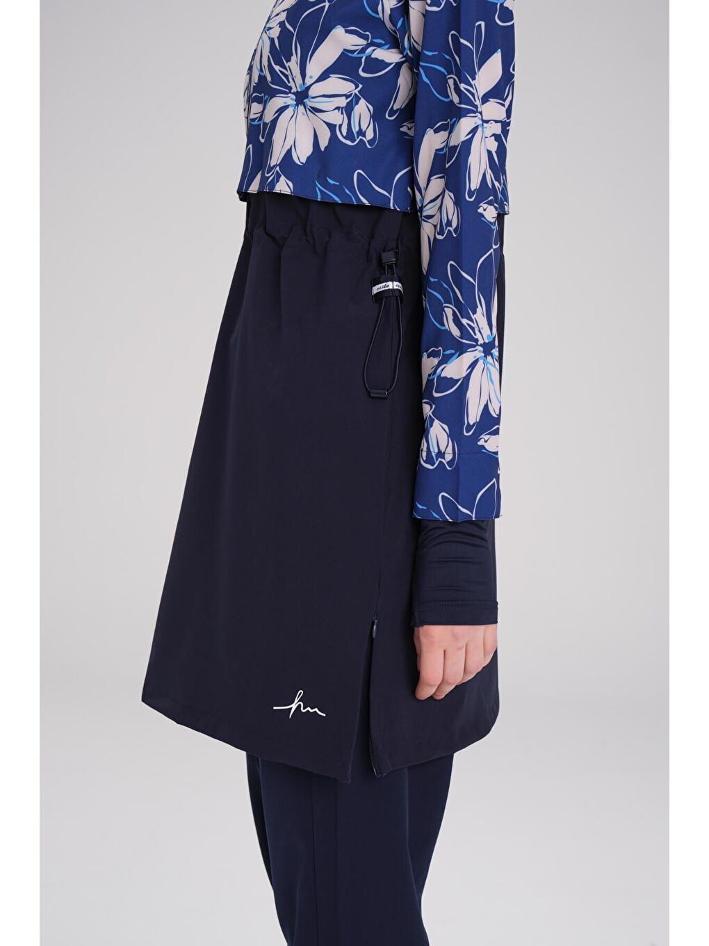 Esila Lacivert Mavi Jileli Tam Tesettür Mayo Üstü 2934-6