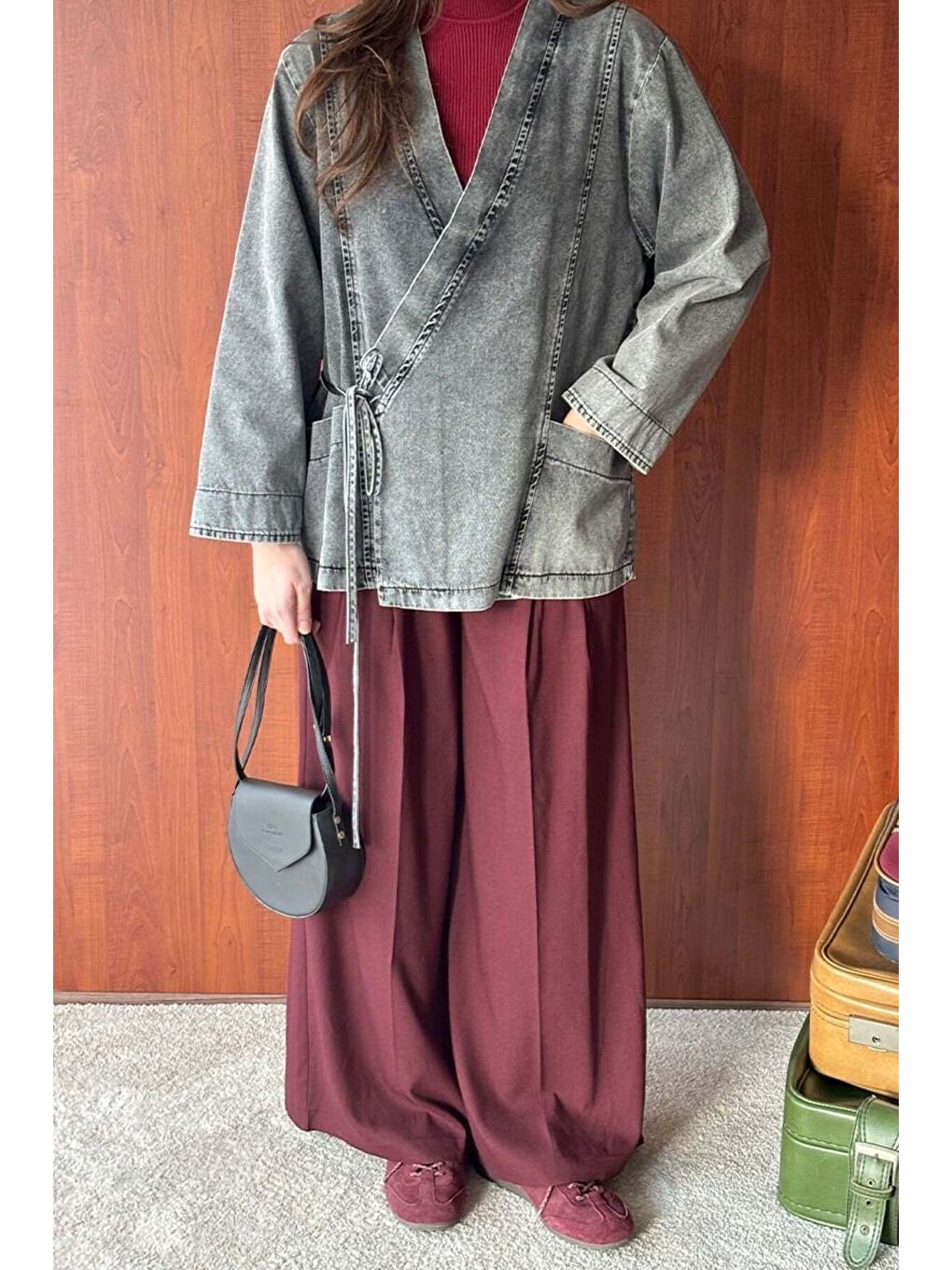 Bordo Pile Detay Palazzo Pantolon-1