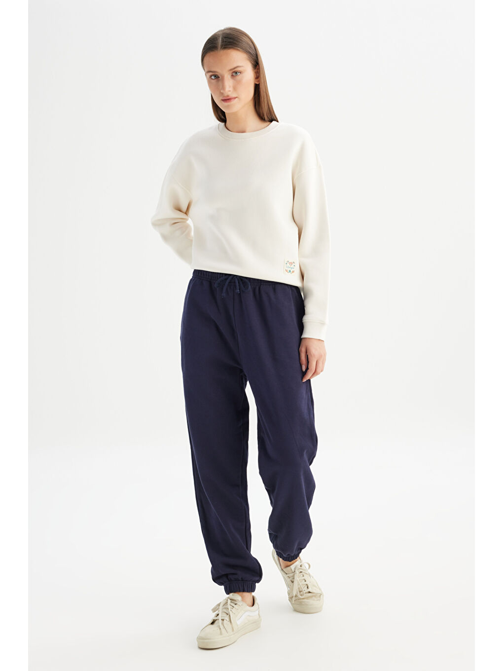 Loose Fit Geniş Kesim Lacivert Pamuklu Esnek Sweatpant-2