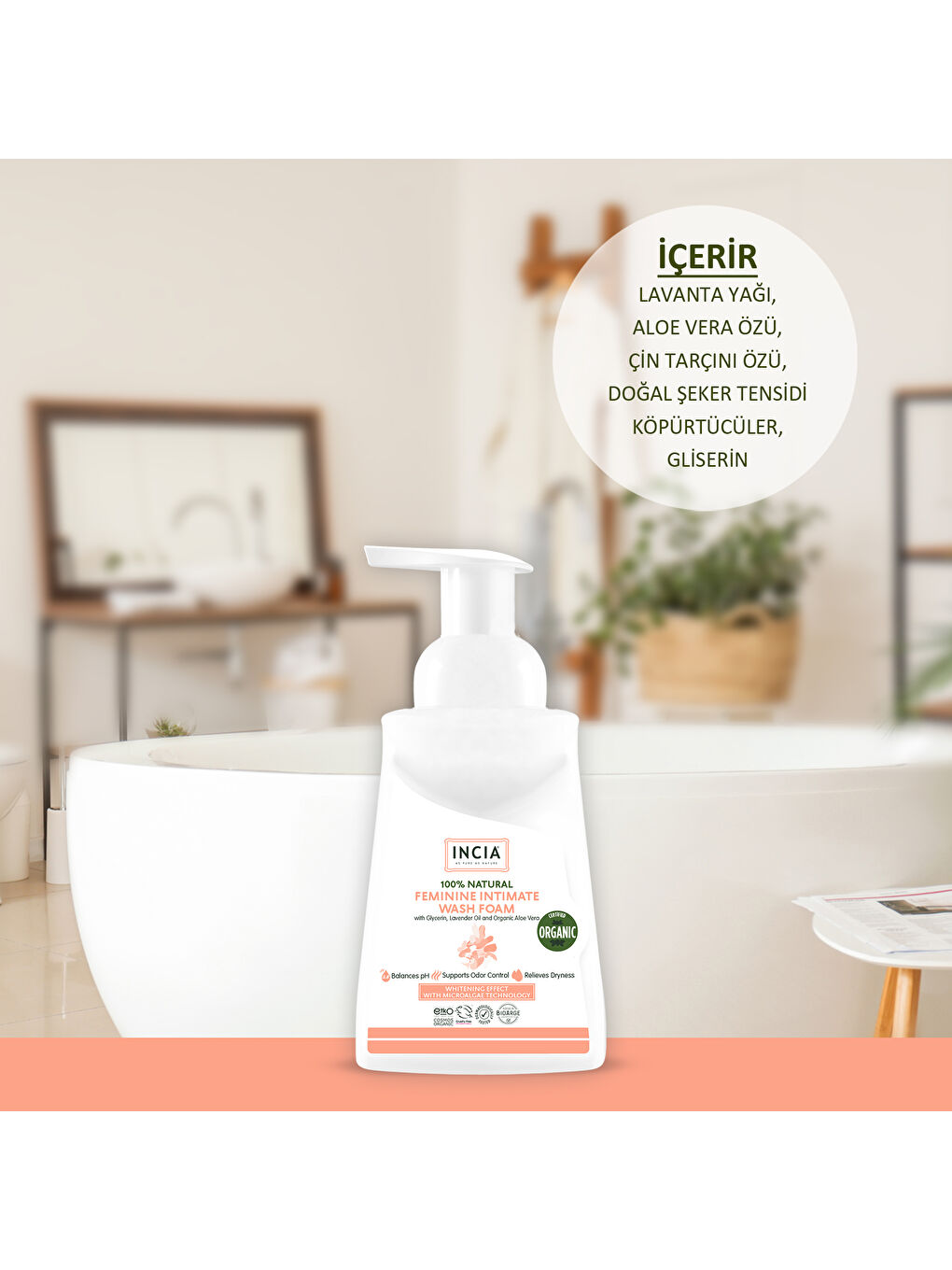 %100 Doğal İntim Yıkama Köpüğü pH 3.8 Beyazlatma Etkili ve Koku Önleyici Vegan 200 ml-2