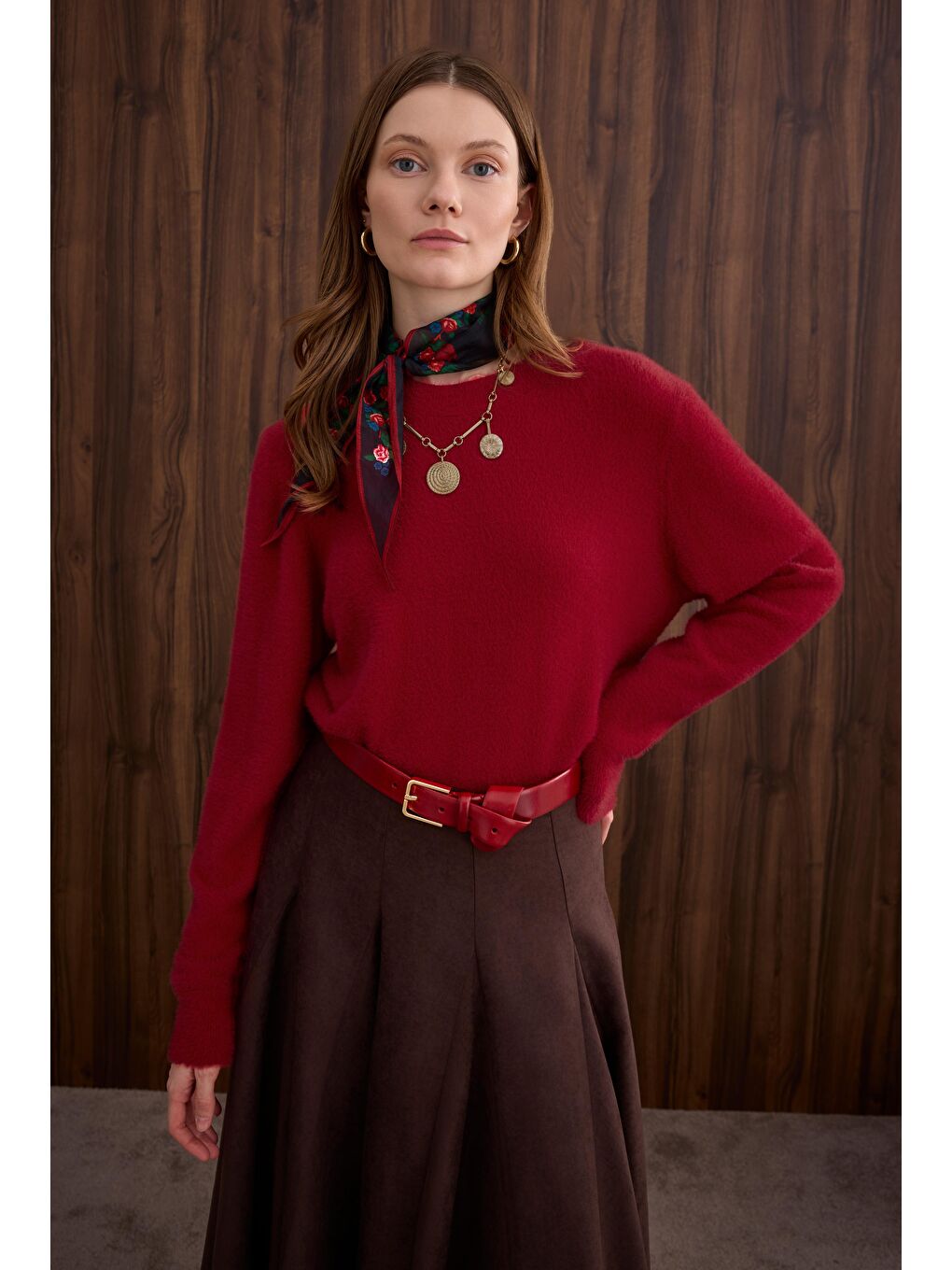 İnce Tüylü Basic Kazak Kırmızı-2