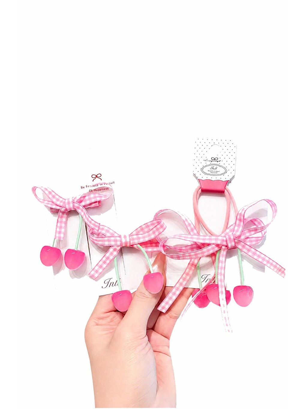 Pembe 4 Adet Pembiş Pötikare Tatlı Kiraz Toka Seti-5