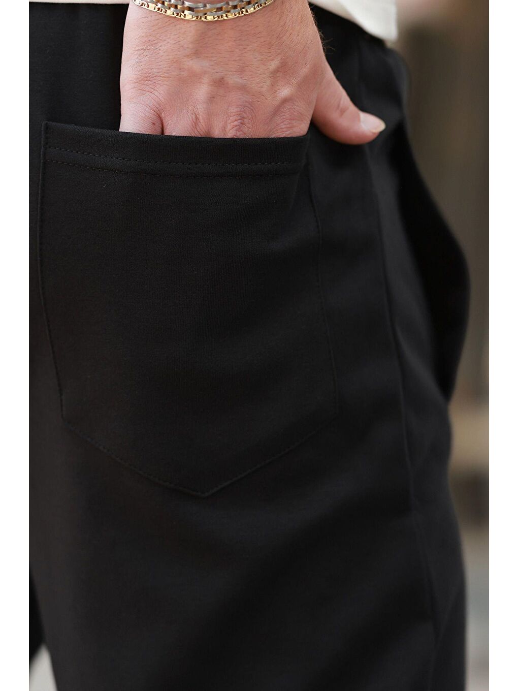 Siyah Manşetli Erkek Eşofman Altı E6570-1