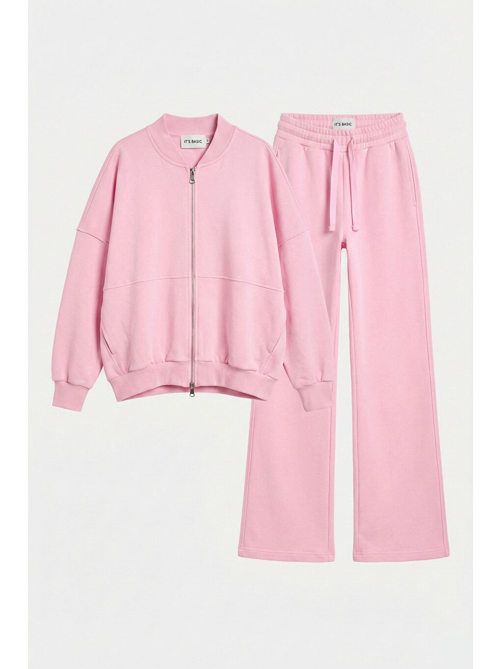 Kadın Pembe s6-98 Alt Üst Sweatshirt Polar Yürüyüş Pantolonu 2'li Tasarım Takım-6