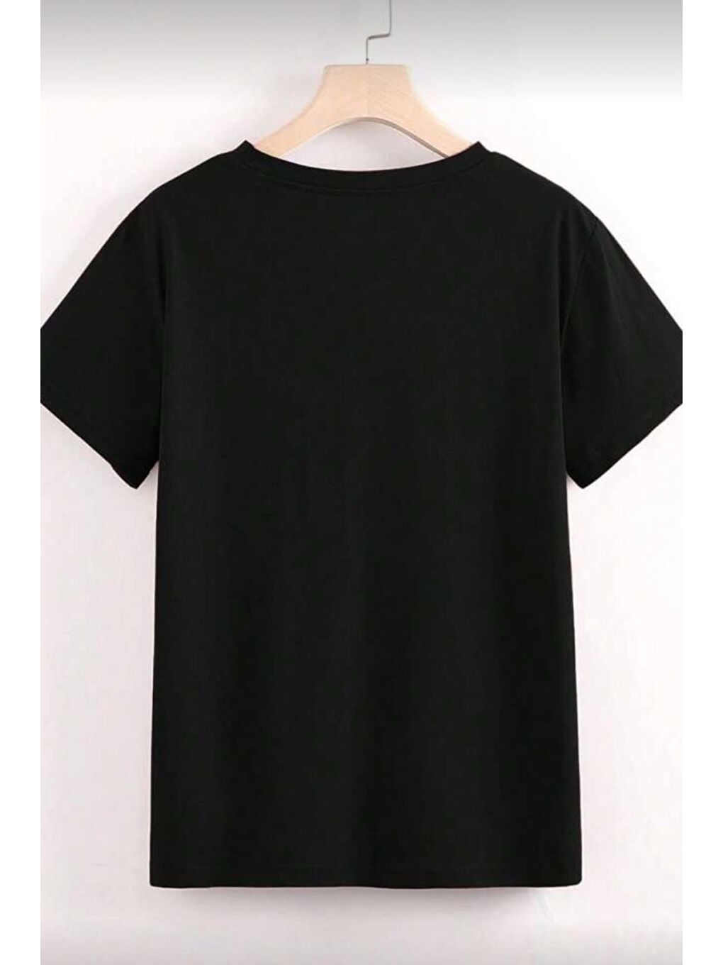 Siyah Gold Cherry Kadın Oversize Ön Baskılı Bisiklet Yaka Pamuklu T-Shirt Rahat Kesim-3