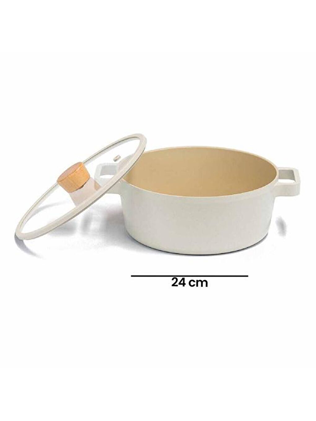 Ekru Fika Alüminyum Döküm Tencere - 24 cm-3