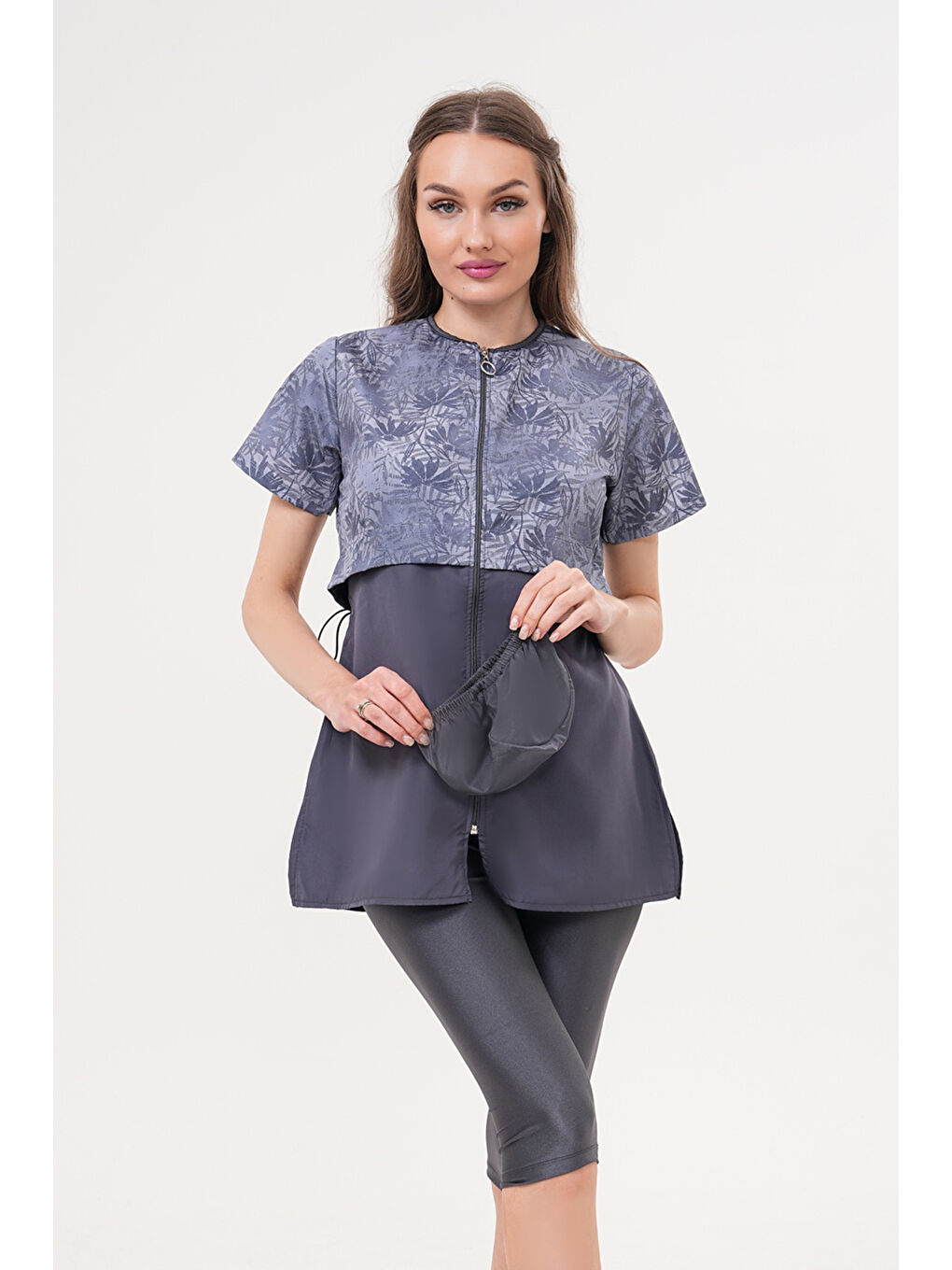 Yarı Kapalı Tesettür Mayo 2508 Suna Gri-3