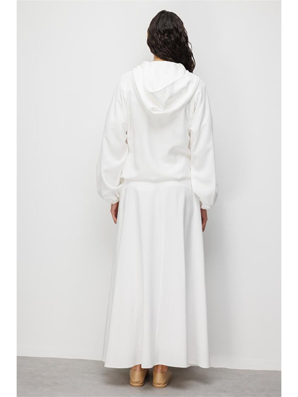 Kapüşonlu Beyaz Bomber Ceket-4