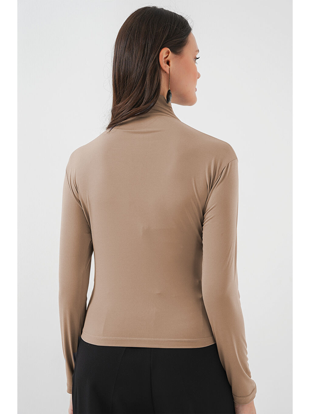 925 Büzgü Detaylı Sandy Bluz - Bej-2