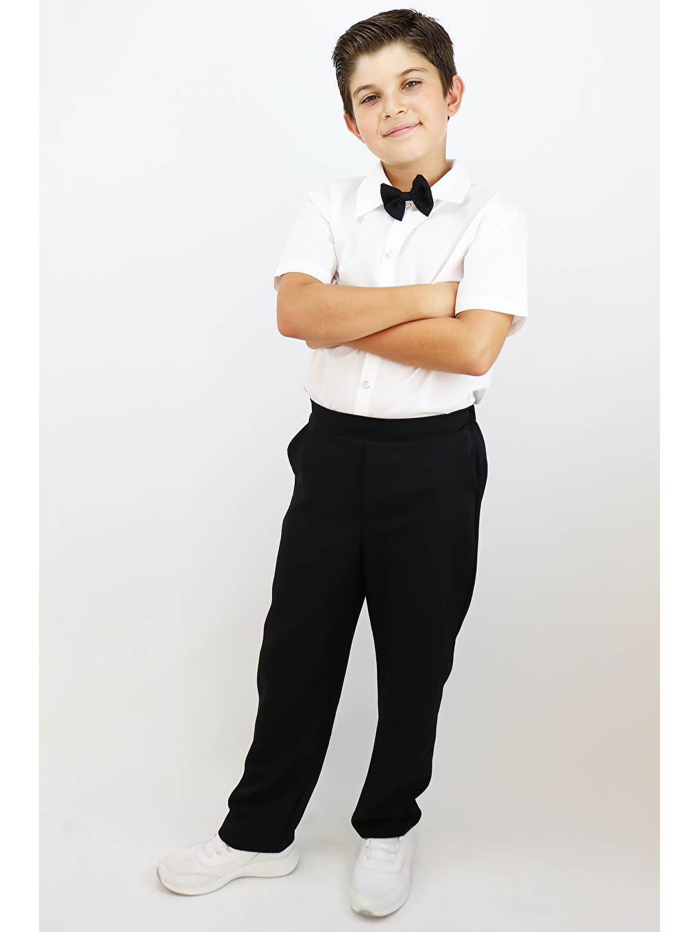 Beyaz Erkek Çocuk Santino Papyonlu Alt Üst Takım 23 Nisan 29 Ekim 10 Kasım 19 Mayıs Gösteri Kıyafeti-5