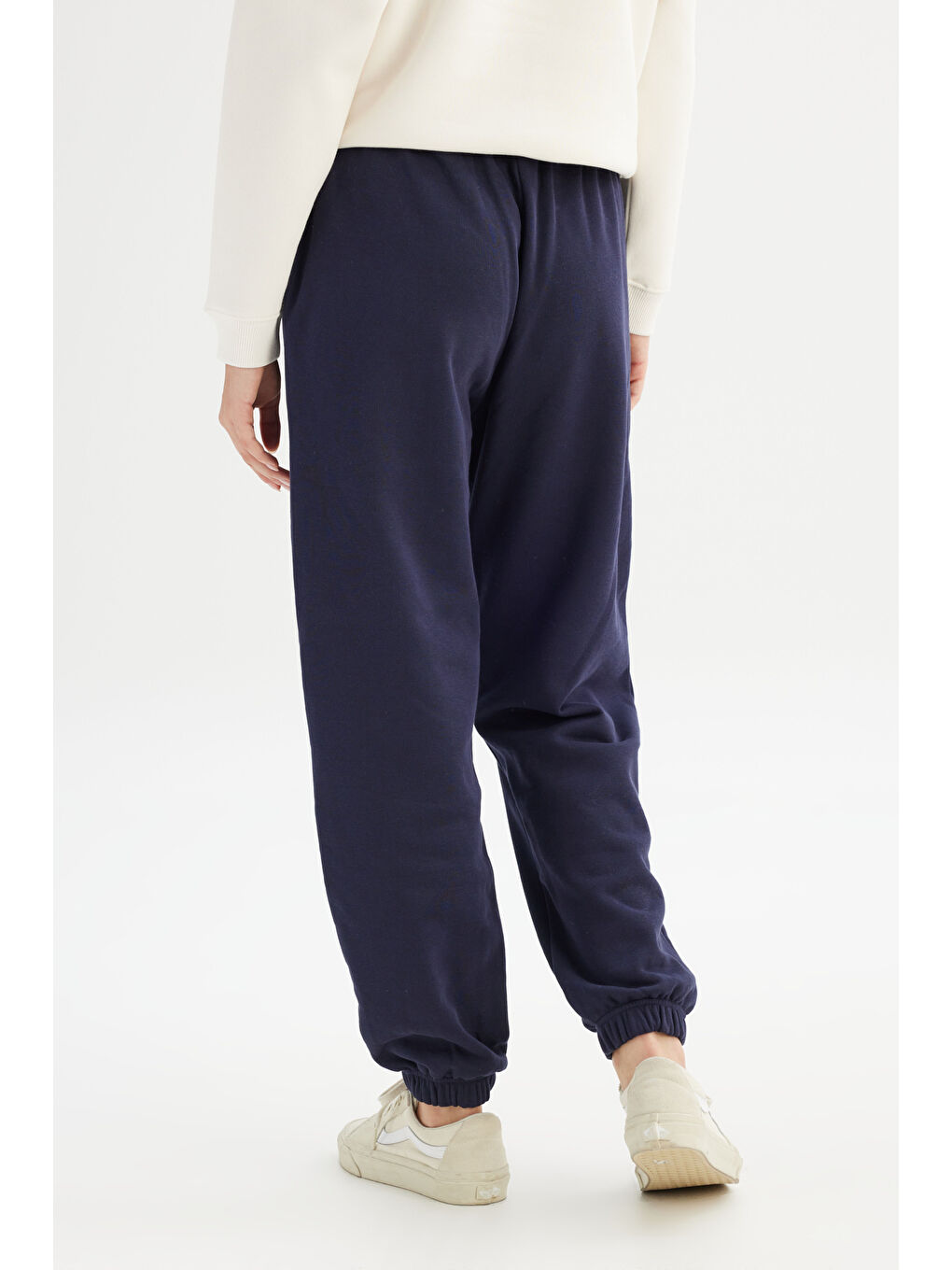 Loose Fit Geniş Kesim Lacivert Pamuklu Esnek Sweatpant-4