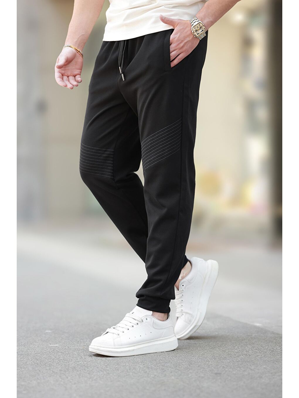 Siyah Manşetli Erkek Eşofman Altı E6570-3