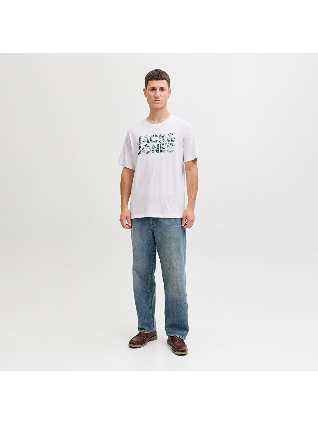 Jeff Logo Erkek Beyaz Tişört-2