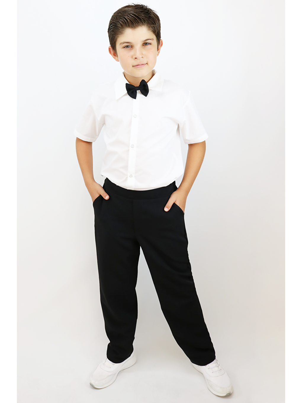 Beyaz Erkek Çocuk Santino Papyonlu Alt Üst Takım 23 Nisan 29 Ekim 10 Kasım 19 Mayıs Gösteri Kıyafeti-6